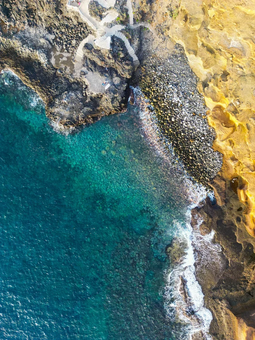 Volcanic coastline and clear Atlantic water in Tenerife